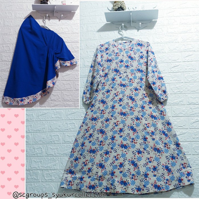 Baju Gamis Anak Perempuan Gamis Syari Set Khimar Hijab Anak - Biru G2H3 vintage elegan korean style 
