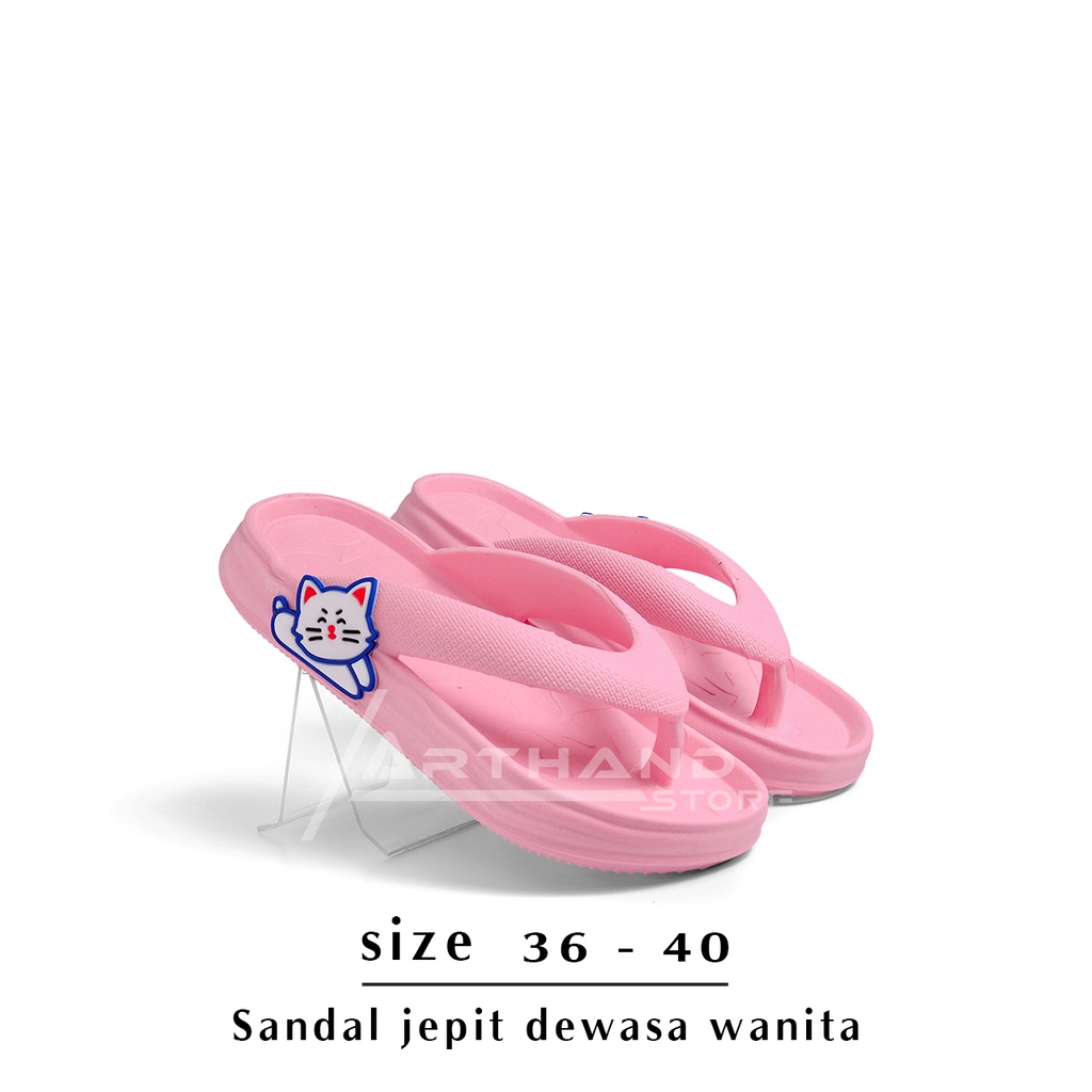 Sandal Wanita Model jepit sandal wanita terbaru karakter cat lucu