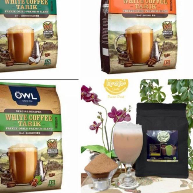 

❆ OWL WHITE COFFEE TARIK 3 IN 1 per pack isi 15 sachet/ORIGINAL/HAZELNUT/COCONUT SUGAR ➳