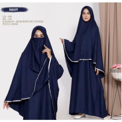 GAMIS SYARI POLOS WANITA TERBARU SET KHIMAR CADAR BAJU MUSLIM L XL XXL - L, Putih N3I0