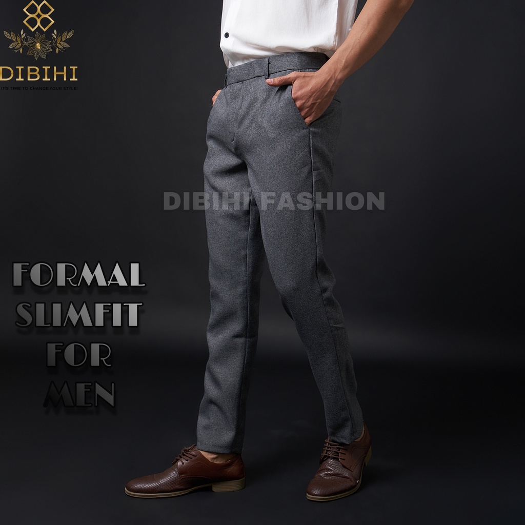 Celana Panjang Bahan Formal Kerja Kantor Dasar Kain Pria Slimfit Premium