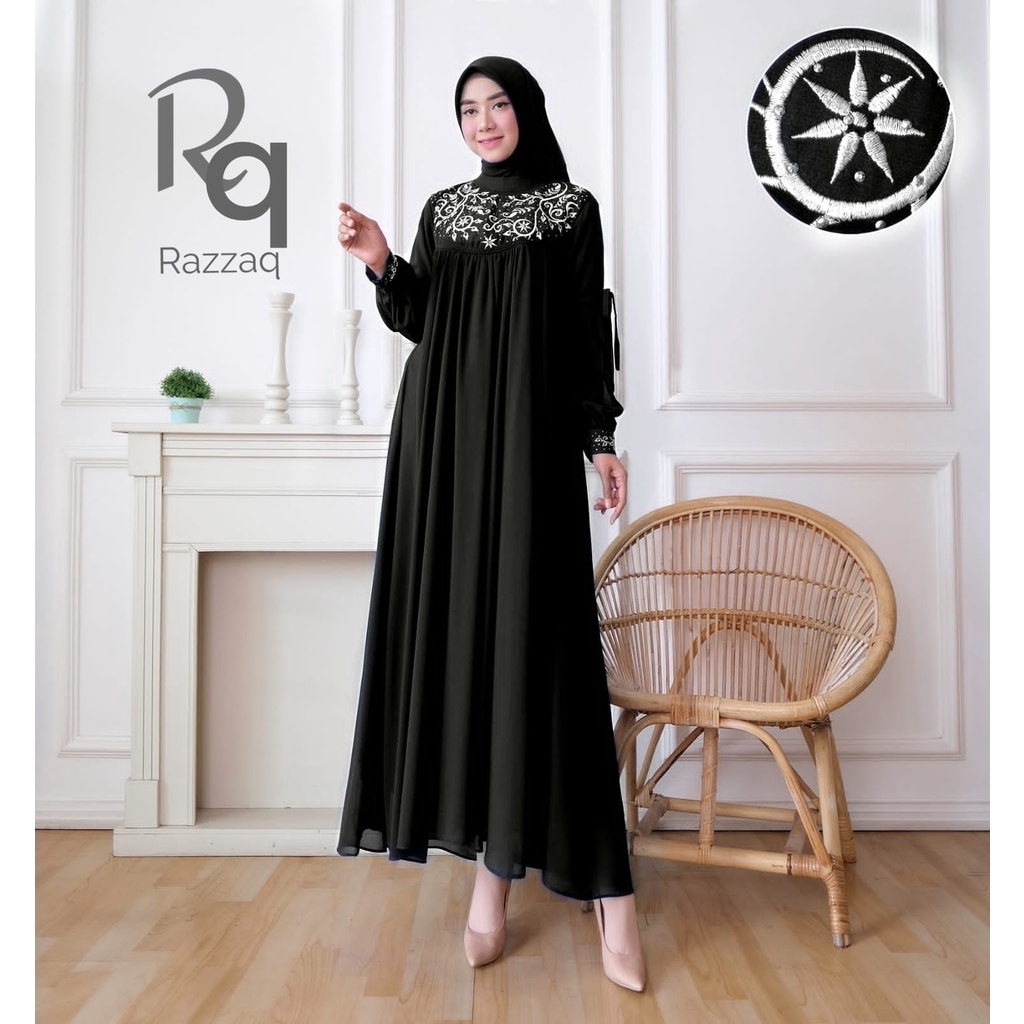 Gamis Lebaran Terbaru 2023 || Gamis Cerutty Bordir || Free Hijab Payet Bisa Bayar di Tempat (COD) || Gamis Hajrah Zalfah ~ DVN STYLE