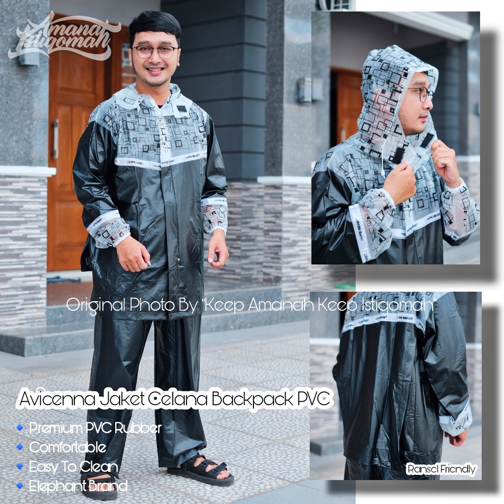 Avicenna Jas Hujan Jaket Celana Backpack Mantol PVC