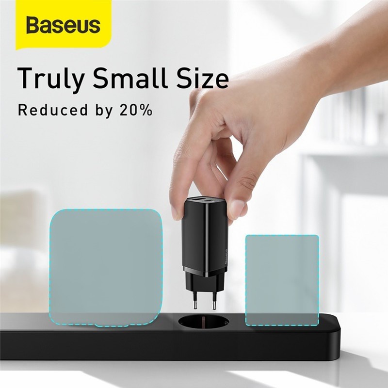 Baseus Original Adaptor Charger GaN2 Lite 65W Dual Type C Super Fast Charging Quick Charge Adapter Casan Ori