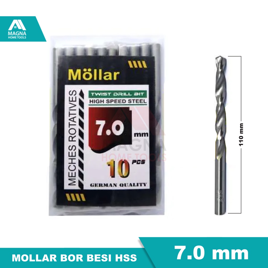 MATA BOR BESI LISTRIK HSS MOLLAR PUTIH 7 MM [ORI]
