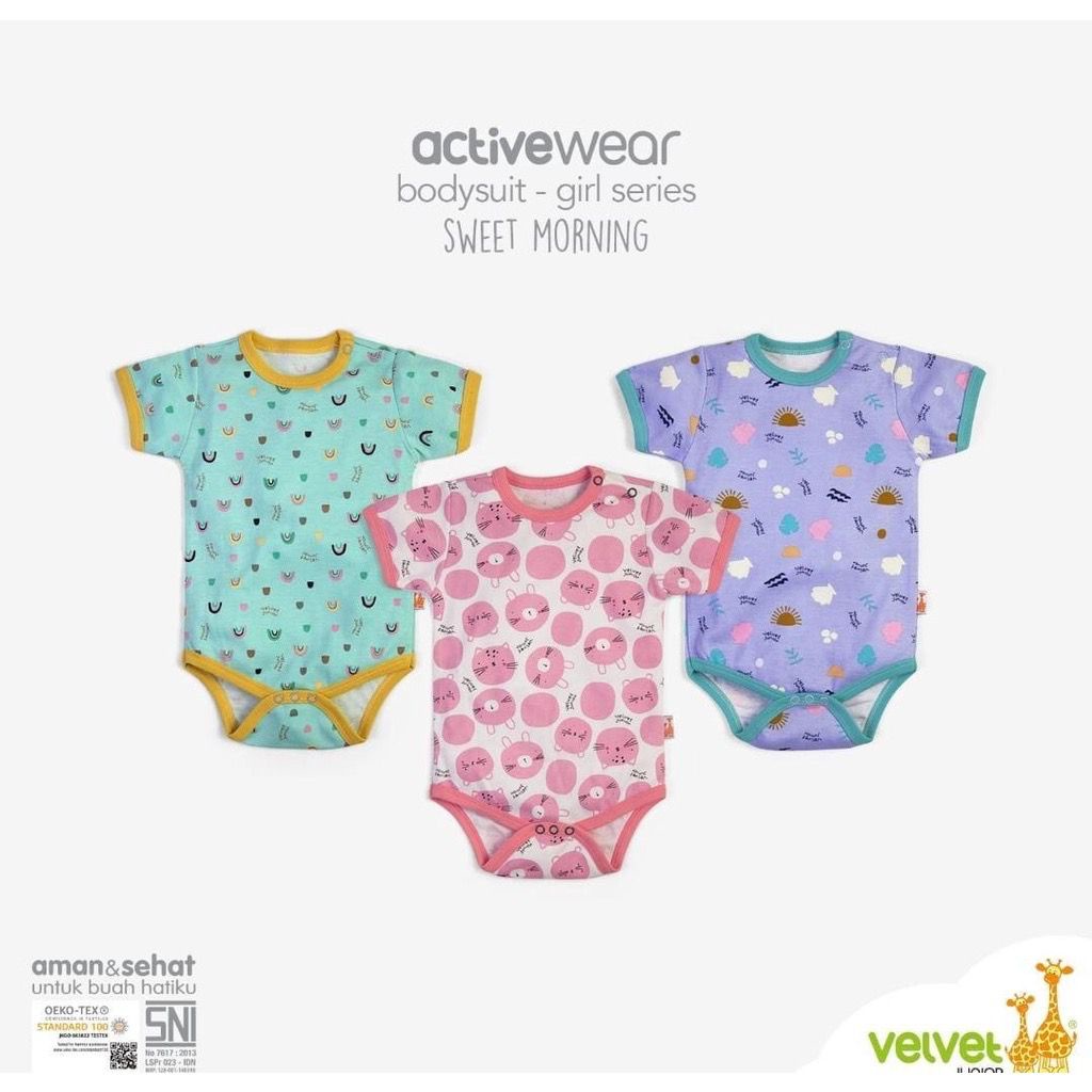 VELVET JUNIOR ACTIVEWEAR BODYSUIT ROMPER SEGITIGA / ROMPER BAYI SWEET MORNING