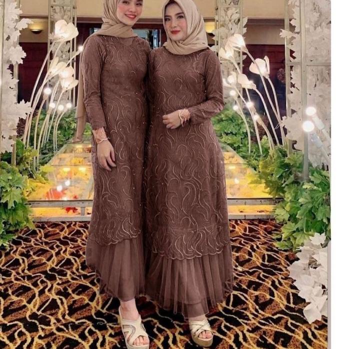 ♥ Maxi Geraldine /Maxi Aldine /Gamis Tille Mutiara /Gamis Motif Bordir Import ✮