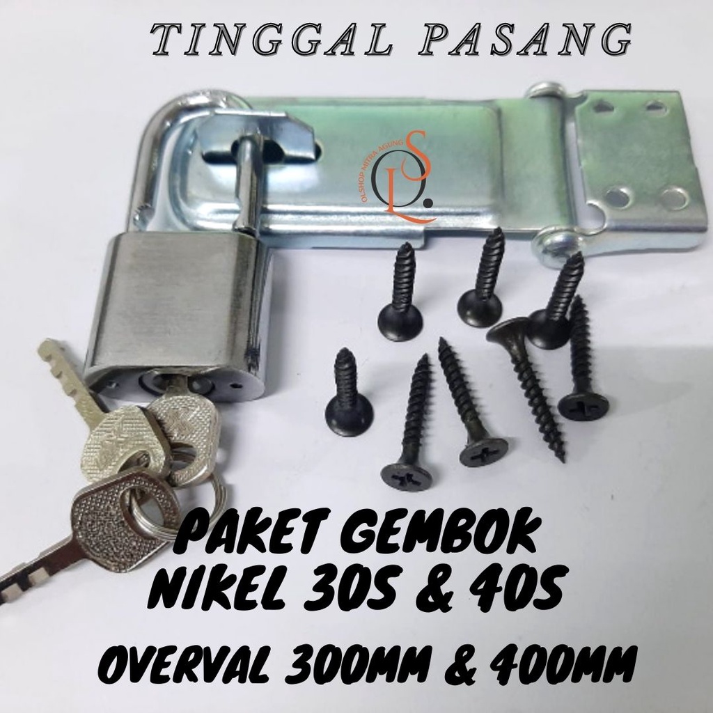 Overpal Badak Panjang 300mm &amp; 400 mm / Overval Cantolan Gembok + Skrup