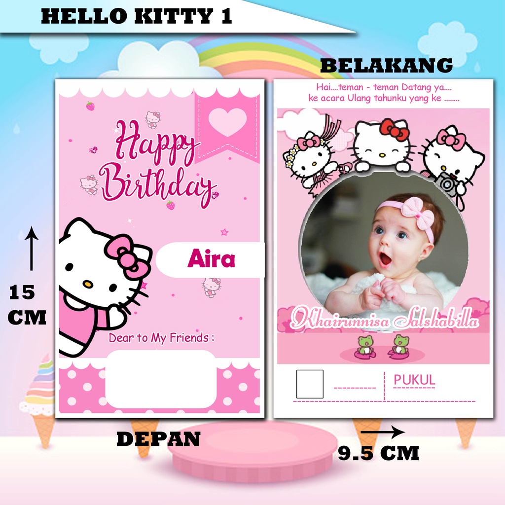 UNDANGAN ULANG TAHUN PLUS CETAK UNDANGAN ULANGTAHN KARAKTER / BIRTHDAY CARD UNDANGAN ULANGTAUN KERTA