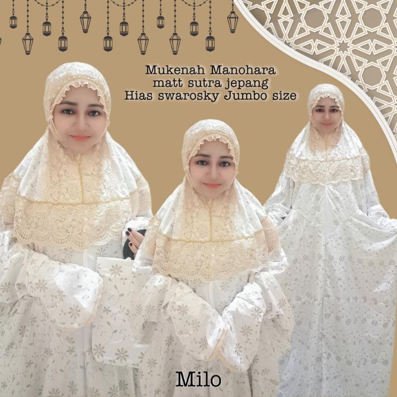 MUKENA MANOHARA  SUTRA JEPANG HIAS SWAROVSKY JUMBO SIZE
