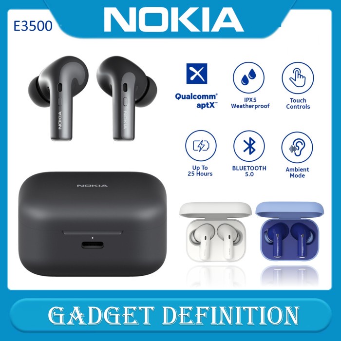Terlaris Nokia True Wireless Tws Earphone E3500 / Headset Bluetooth / Earphone