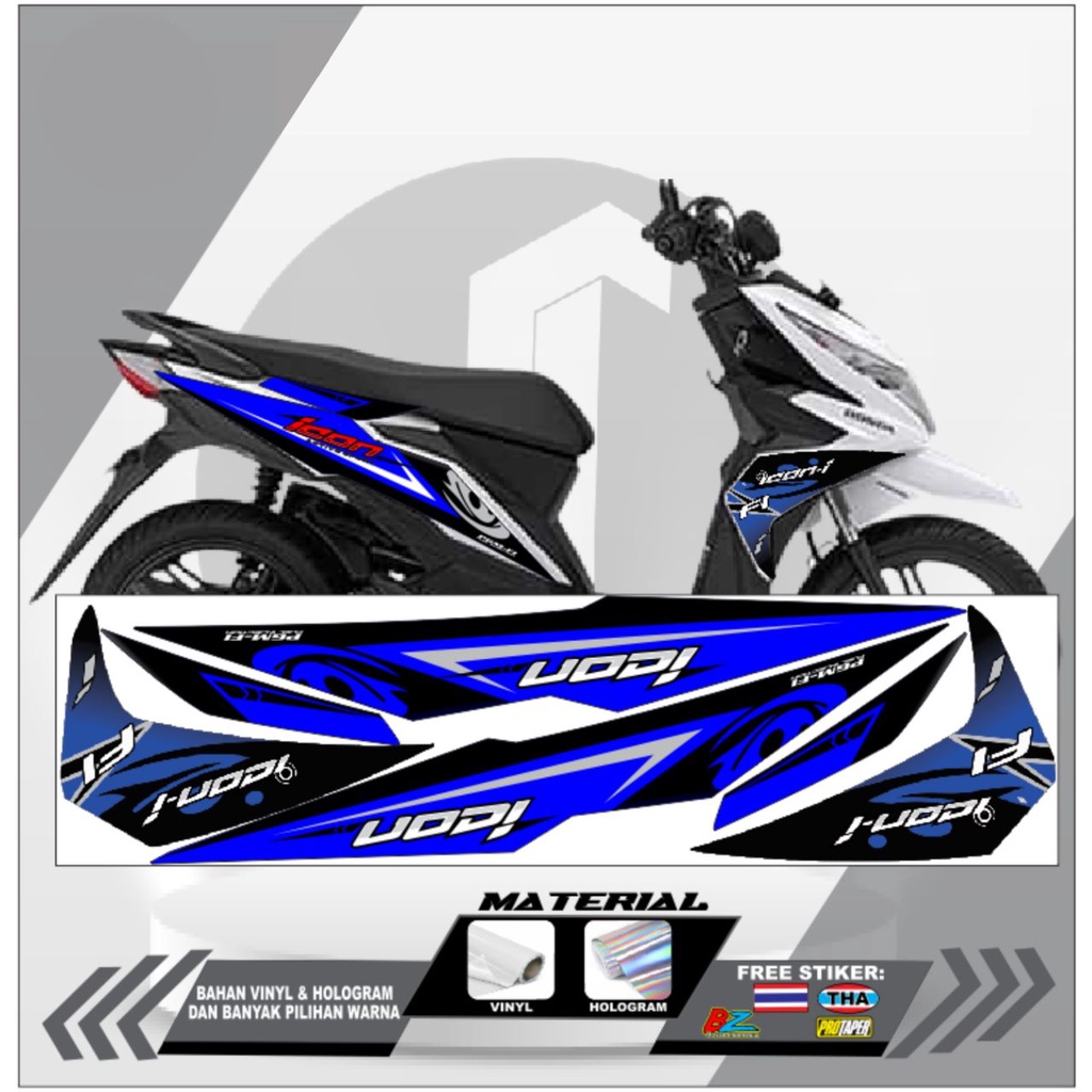 STIKER STRIPING VARIASI BEAT STREET BAHAN PUTIH/HOLOGRAM VINYL|LIS SEPEDA MOTOR BEAT|STIKER MOTOR BE