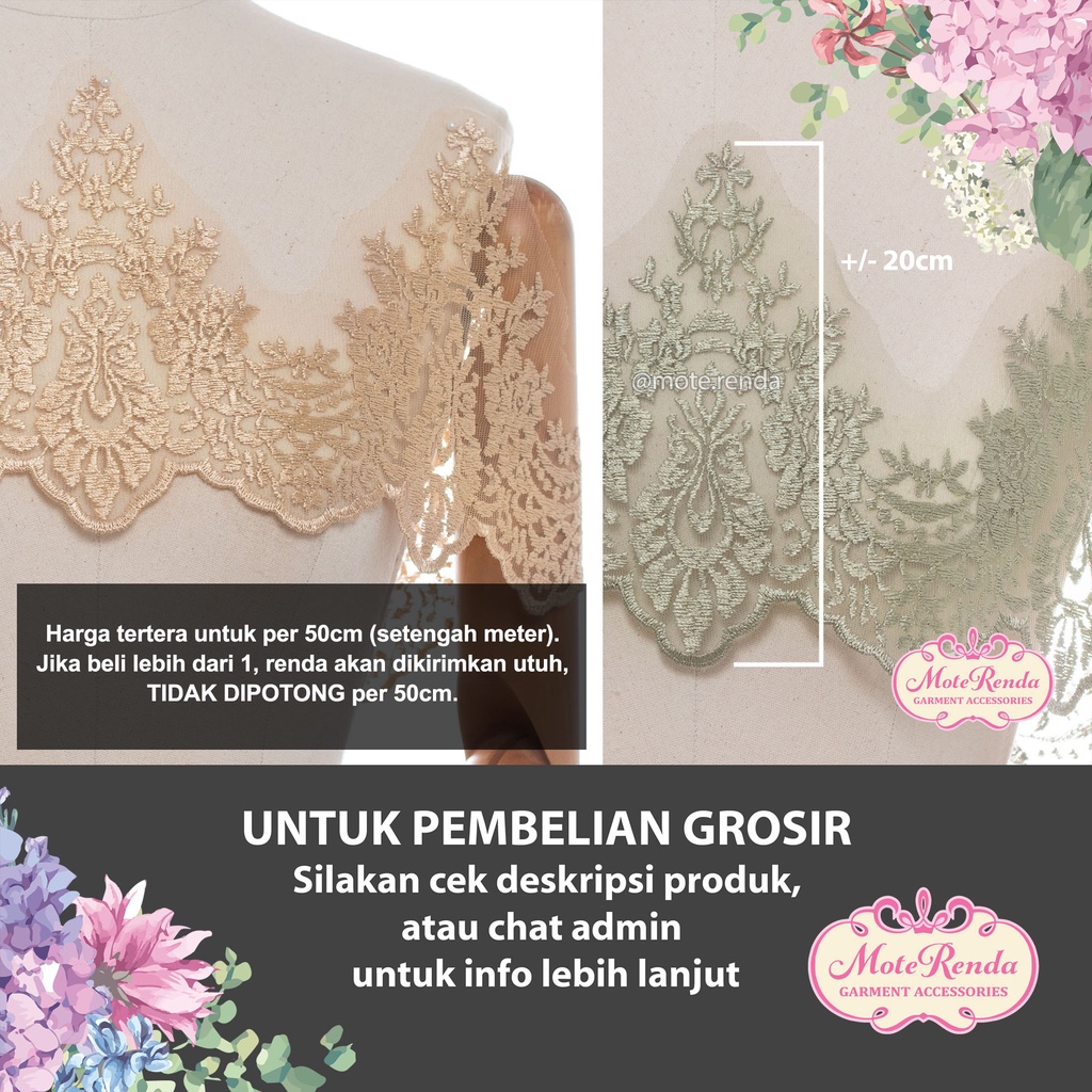 Renda lace lebar 20cm (harga per 50cm), kode 5LKB2001