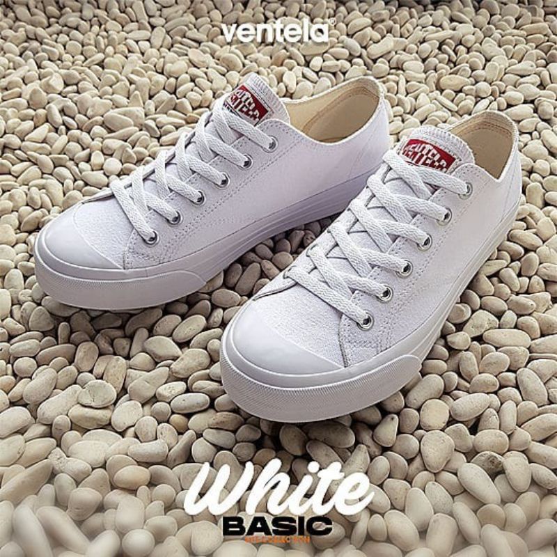 0Ventela Original Basic Low White Sepatu Putih Pria Wanita Sneakers Ventela Vantela Shoes