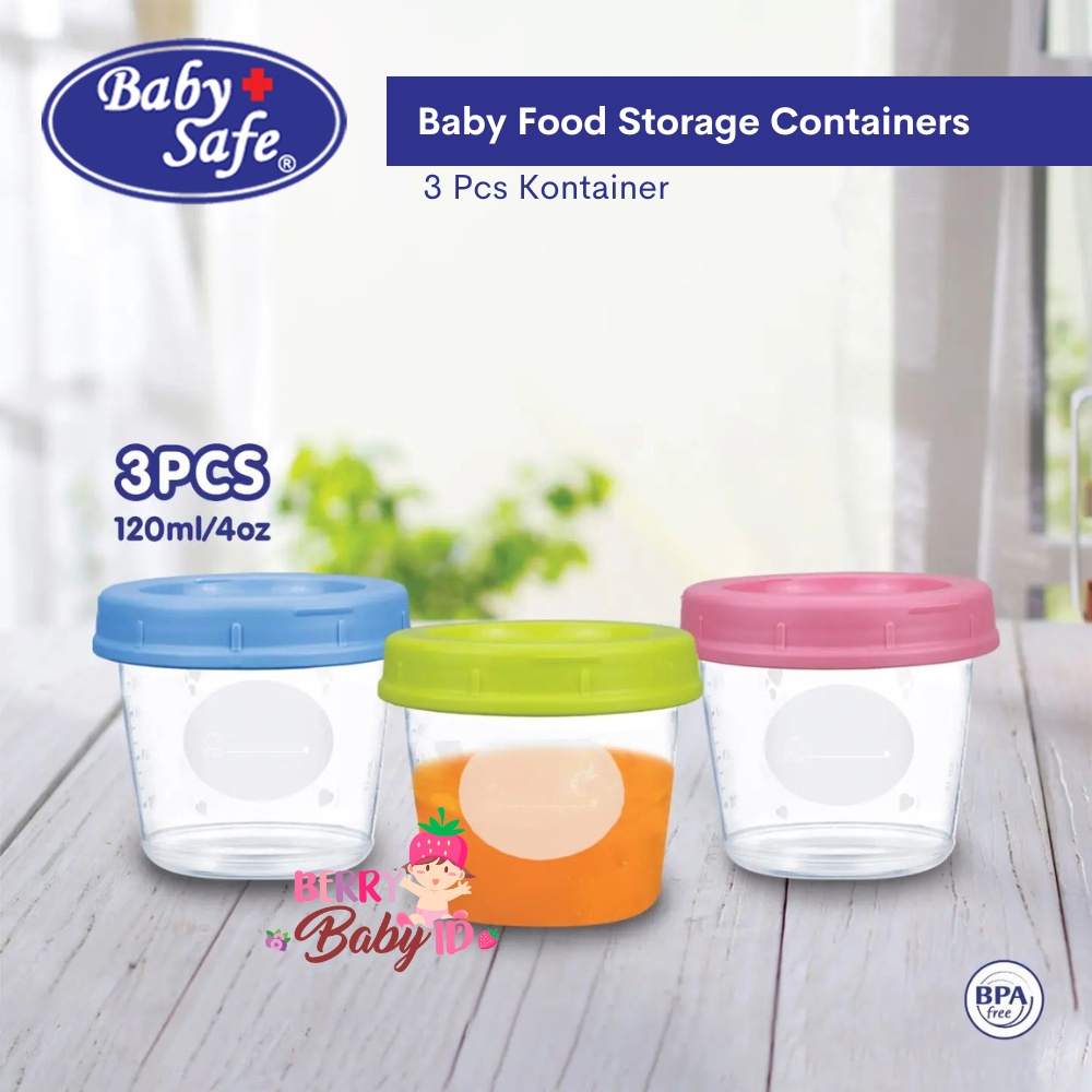 Baby Safe Baby Food Storage Containers 3 Pcs Kontainer MPASI Berry Mart