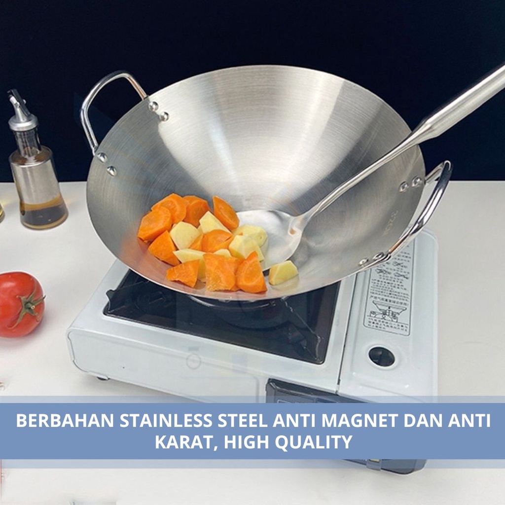 Wajan Penggorengan / Wok Pan / Kuali Penggorengan Premium High Quality Anti Maget JAMINAN TEBAL (36cm s/d 43cm)