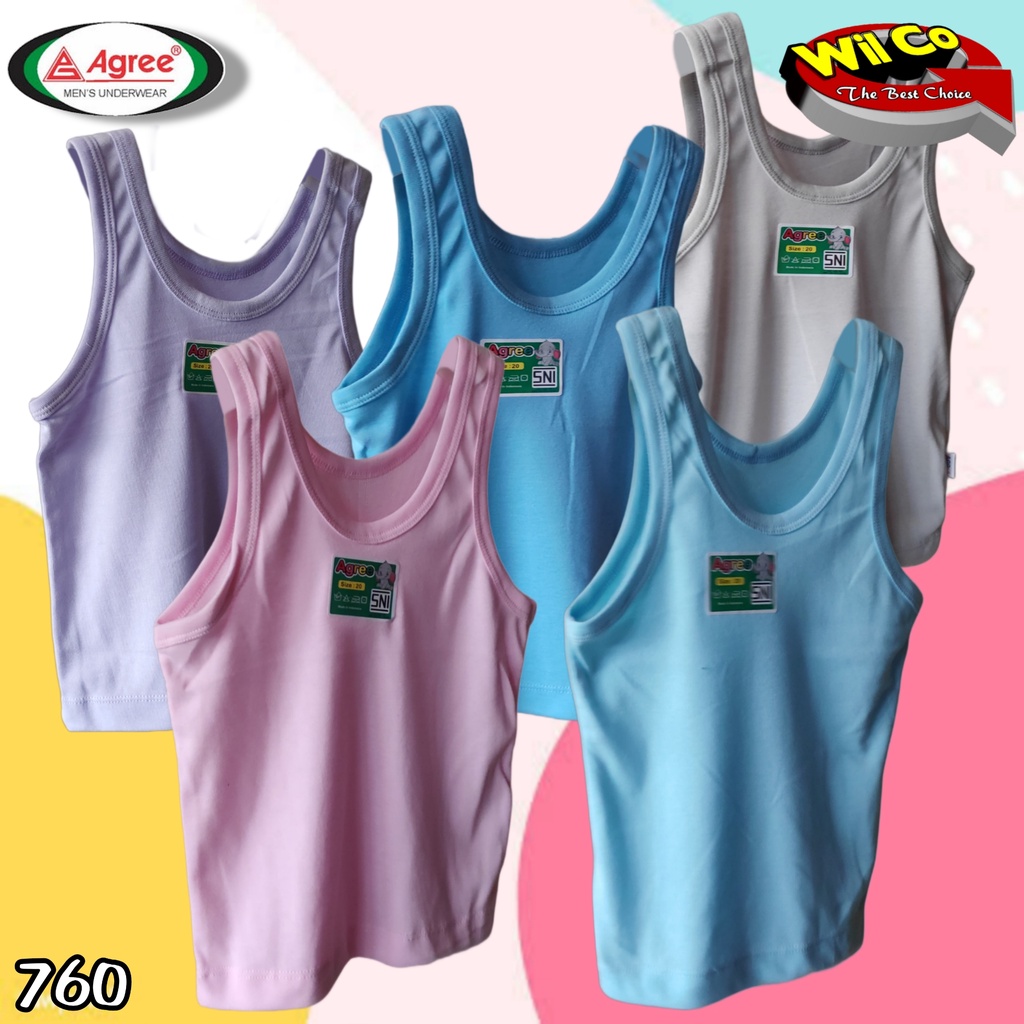 K760 - SINGLET ANAK UNISEX AGREE POLOS WARNA USIA 2 - 15 TH SIZE 20 - 36