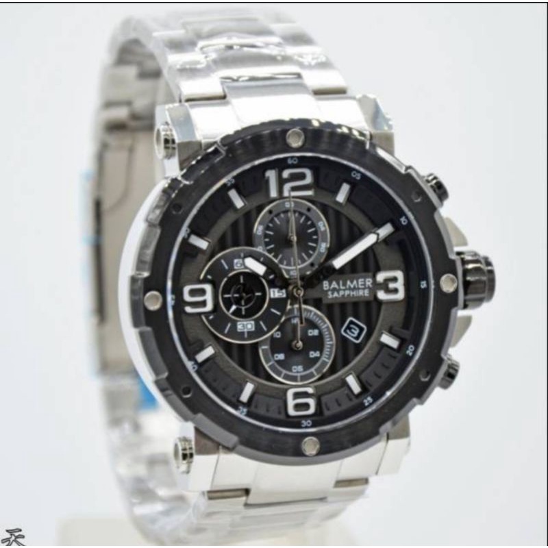 BALMER 7987 /B.7987-jam tangan pria balmer sapphire -silfer hitam