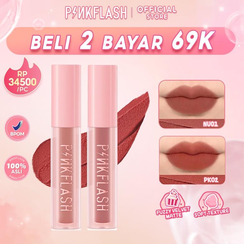 TERBAIK MINGGU INI [Dapat Mini Gold] [NEW]PINKFLASH PinkSweetie Fuzzy-Soft Velvet Matte Lip Clay Lip