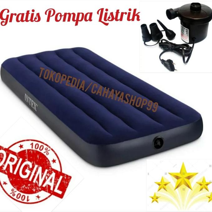 paket kasur angin singgle intex + pompa listrik kasur berkualitas