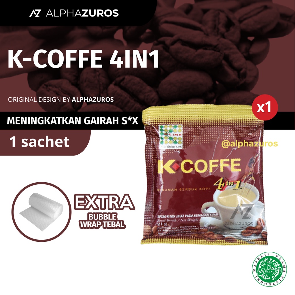 

K-Coffe 4 in 1 Arabica Sachet (1 Sachet) BPOM K-Link Original Kopi Ginseng Penambah Stamina Kopi Gingseng Kuat Tahan Lama by Alpha Zuros Alphazuros K-Link Klink K Link Official Store K-Coffee K Koffe 4in1 Arabika Kopi Tahan Lama Kopi Kesehatan Pria Wanita