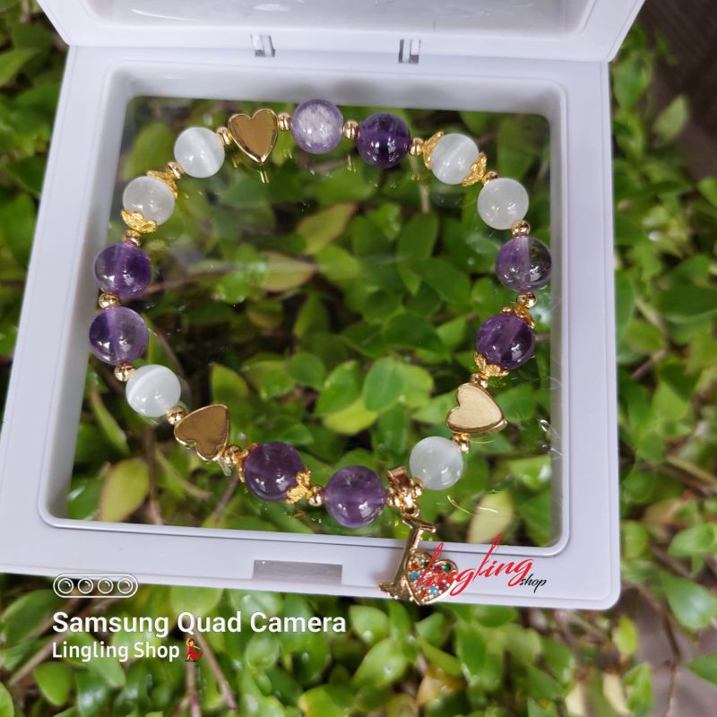 NEW COD gelang batu kristal love, gelang batu kristal I love mix titanium