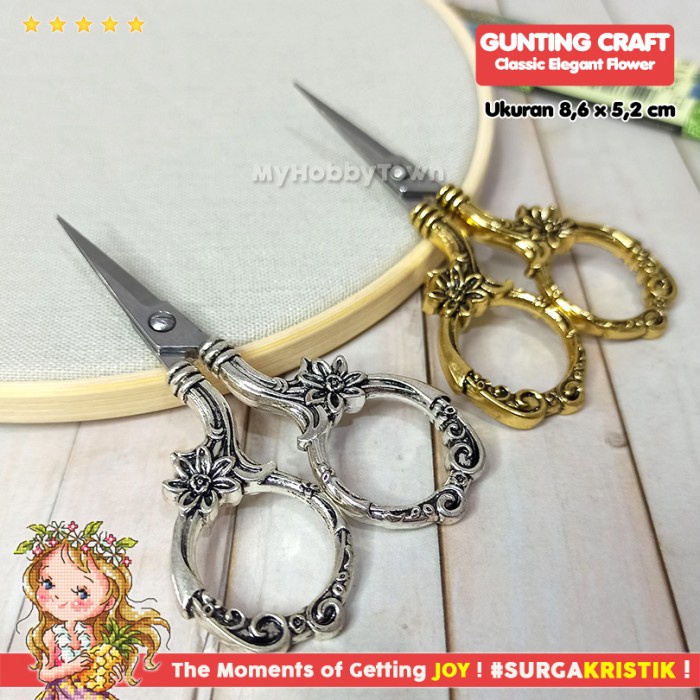 

Scissor Gunting Craft Sulam Fancy Unik Classic Elegant Flower Victorian