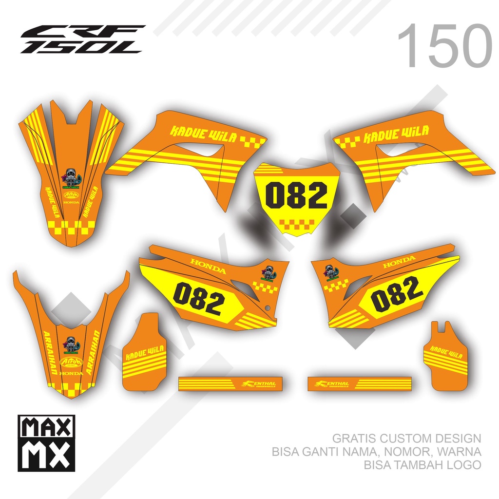 Sticker Decal CRF 150 L Desain custom design costum 150 NEW OREN KUNING