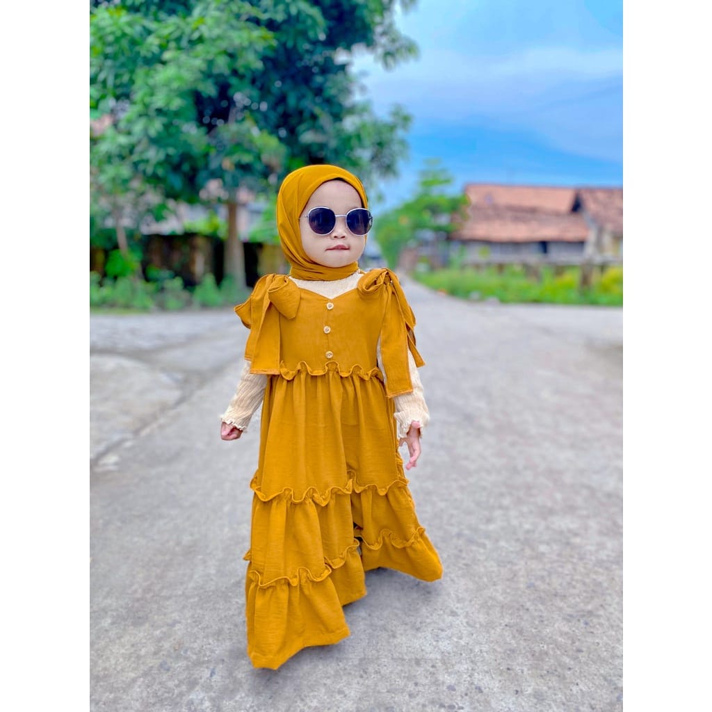 Qalisya Label - Shabina Dress/Overall Dress Anak/Dress Muslim Anak