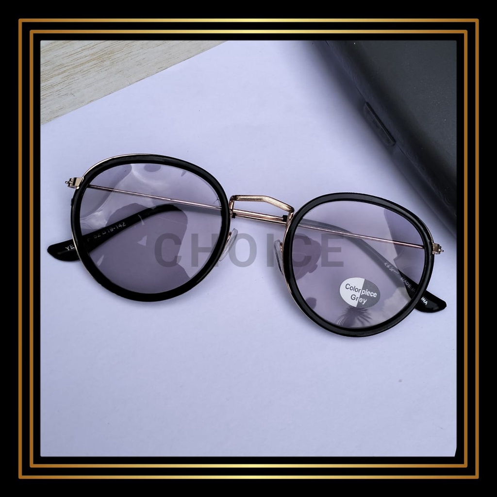 Kacamata Frame/Kacamata Wanita dan Pria Gaya Retro Round Eyeglasses Metal Frame