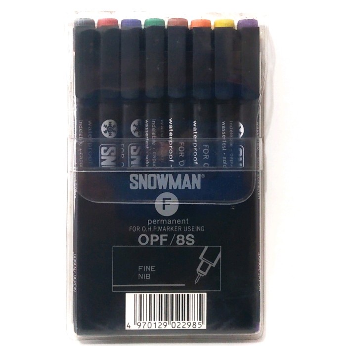 

SET 8 PEN WARNA SPIDOL SNOWMAN OHP PERMANENT