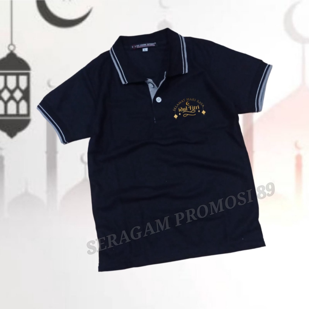 Poloshirt Kaos Kerah Lebaran Anak 3tahun-11tahun/Kaos Anak Motif sablon Idul Fitri