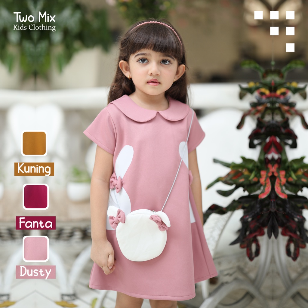 Two Mix - Baju Dress Anak Perempuan Lucu + Tas Cantik 1-8 Tahun 4301