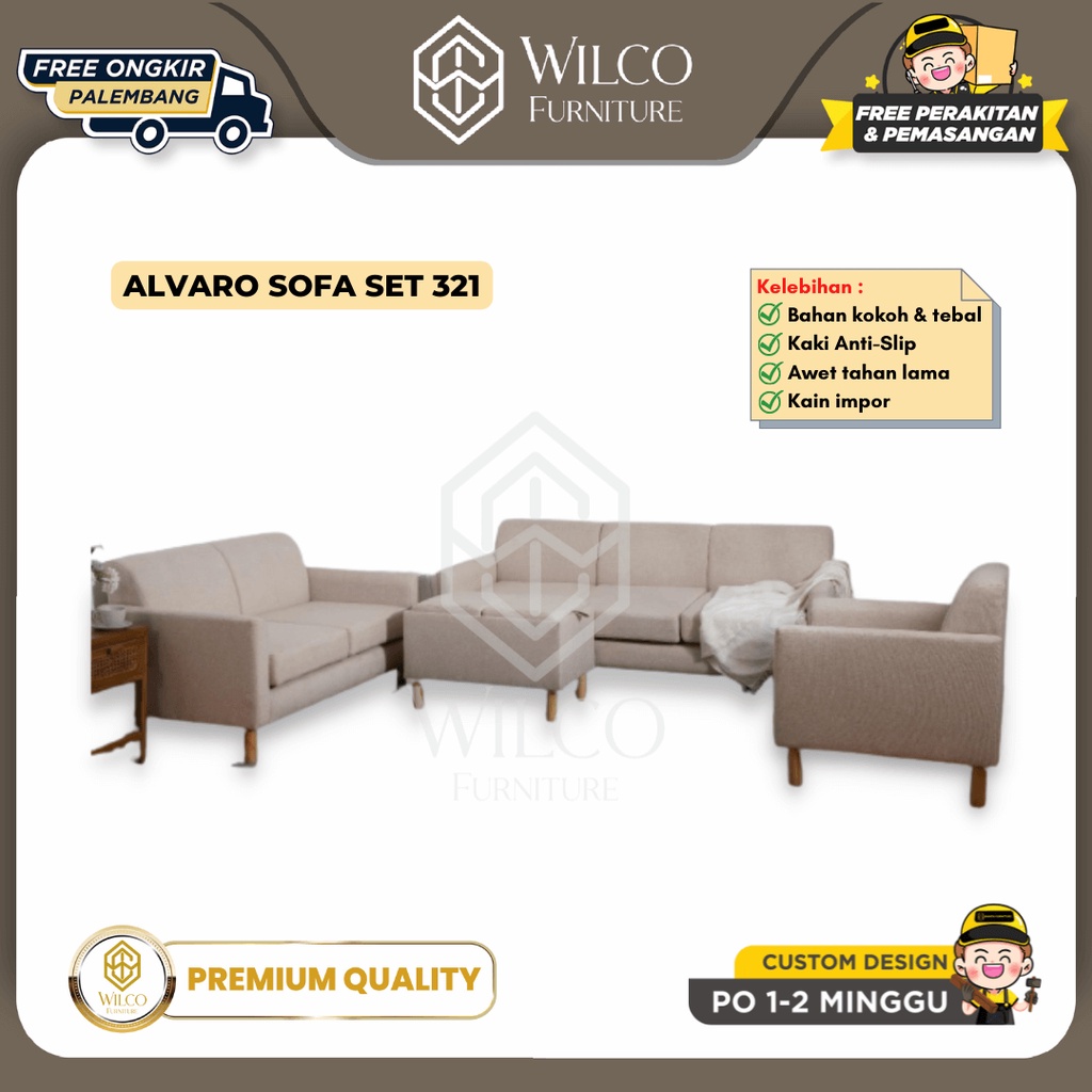 Sofa Alvaro Set 321 / Sofa Minimalis Modern / Sofa Retro