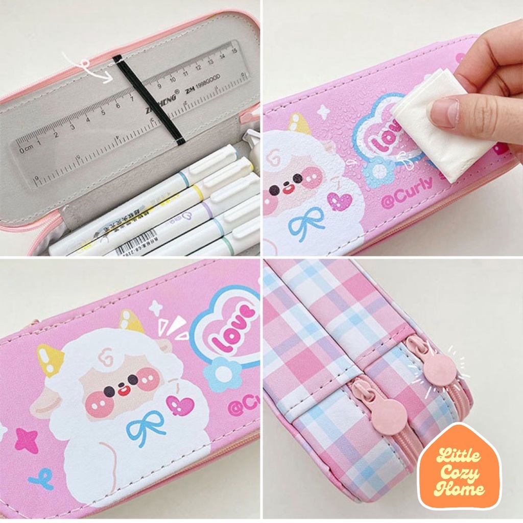 Chibi Cute Pencil Case / Korean Style Kotak Tempat Pensil Besar Dengan Resleting / Muat Banyak / Big Capacity With Zipper