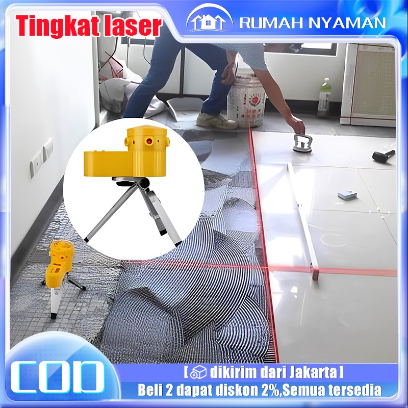 New Laser Leveler Siku Laser Waterpass Kaki Tripod Siku Tukang Laser Level Siku Bangunan Ukur LV06