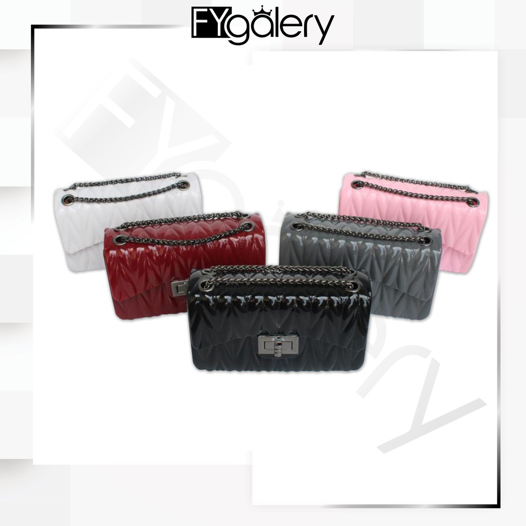 FYGALERY FYG1241 Tas Jelly Glossy Tas Selempang Glossy Sling Bag Jelly Wanita Fashion Korea