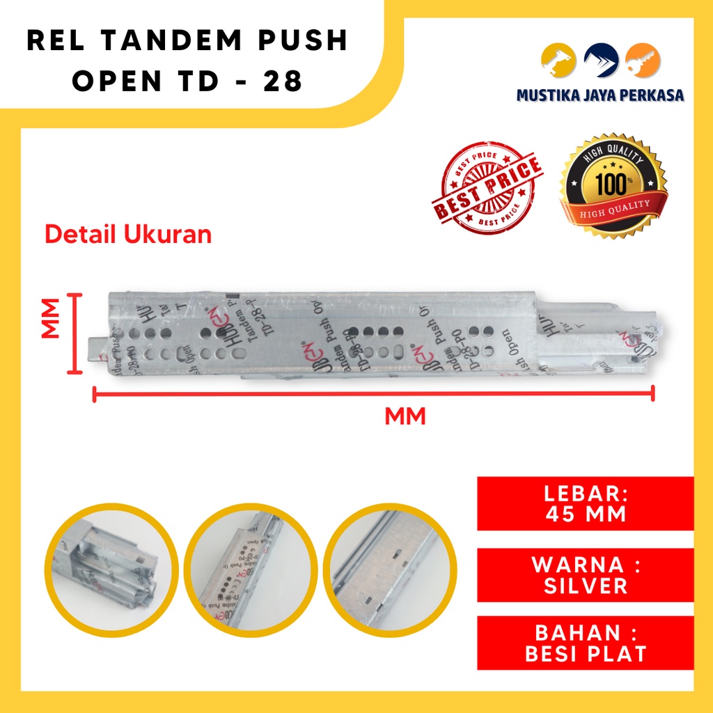 Rel Laci Tandem Huben 45 cm Rel Push Open Huben TD - 28 Bukan Taco