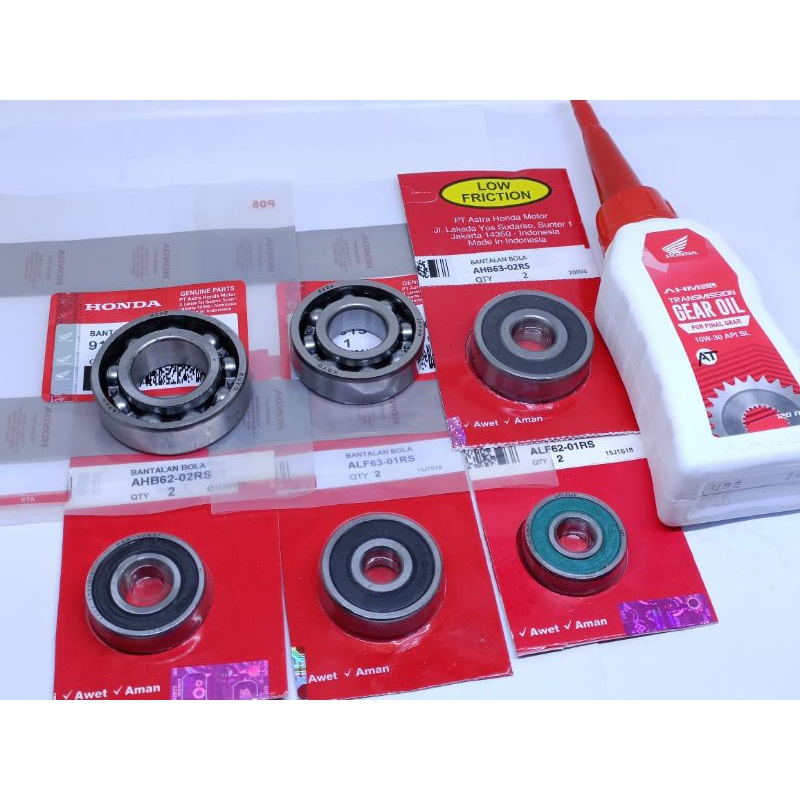 Bearing Rasio 6pcs+oli gardan Honda Vario 125 Vario 150 PCX  ori