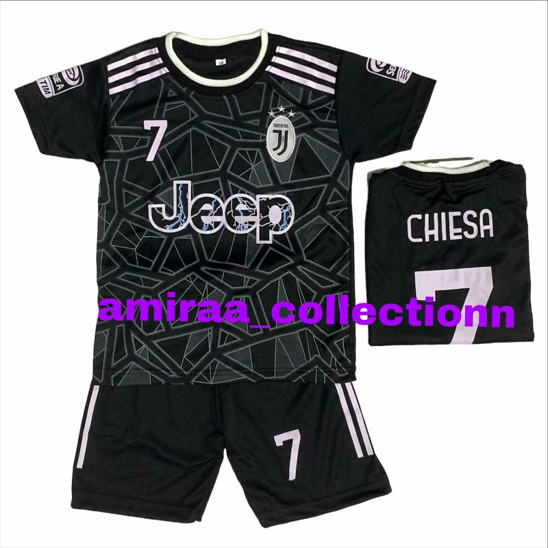 SETELAN BAJU BOLA JUVE HITAM ANAK TERBARU / SET BAJU BOLA ANAK LAKI LAKI TERMURAH