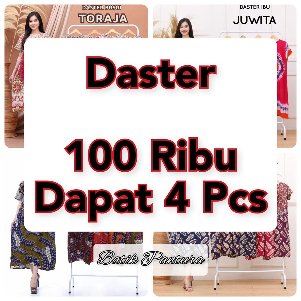 Daster lengan pendek busui 100 ribu 4 pcs murah motif batik klasik ld 105 cm wanita bb 50 kg