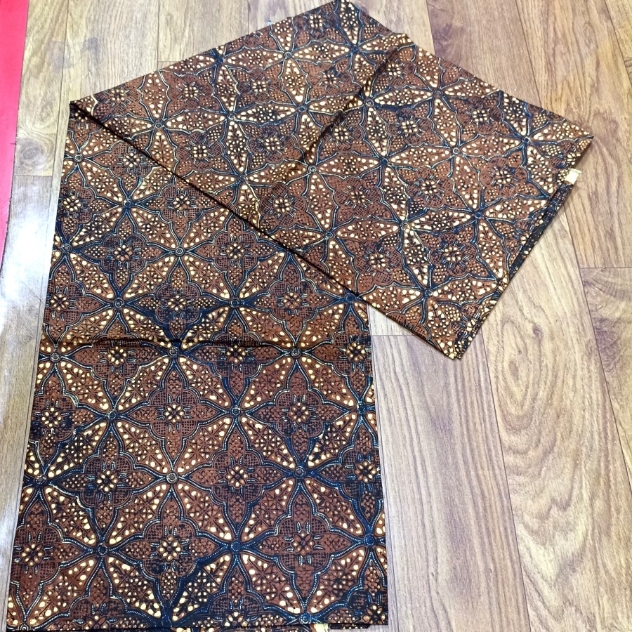 Kain Batik Tulis Wanita Motif Kawung Gedhe Coklat Jogja Solo Bahan Halus Premium