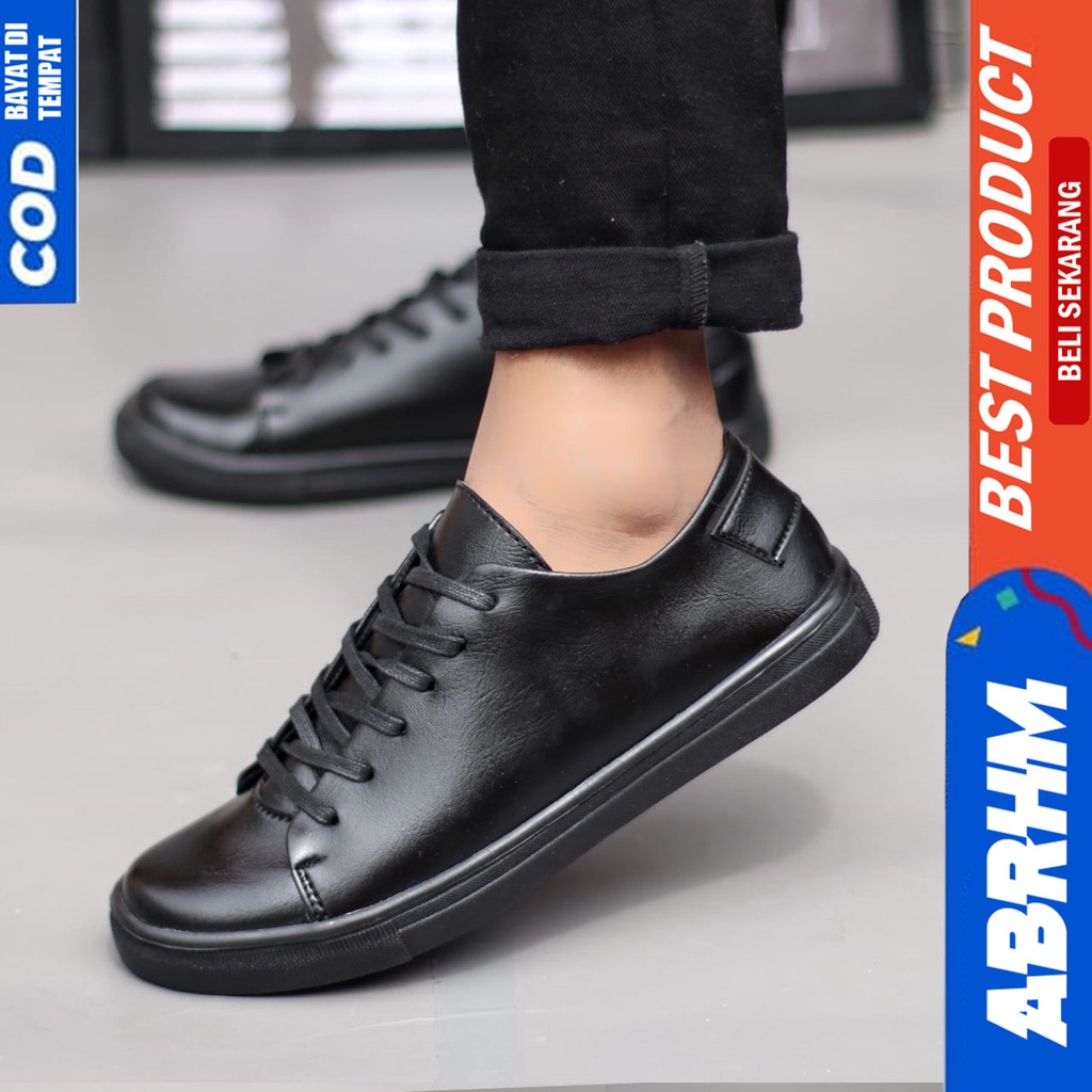 Sepatu Sneakers Pria Casual Hitam Kerja Abraham Dizon