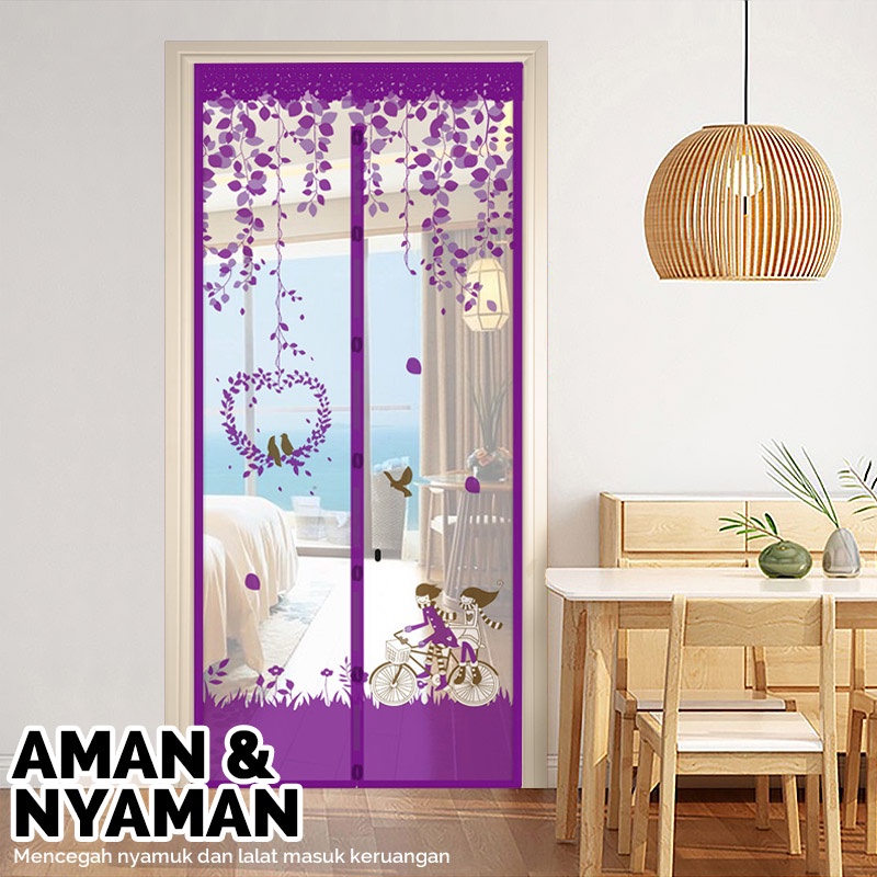 Gorden Tirai Magnet Pintu Motif Anti Nyamuk Ukuran 90x210cm Bahan Serat Polyester Terbaru Perlengkapan Rumah Tangga Import - M2 - Comforthomes