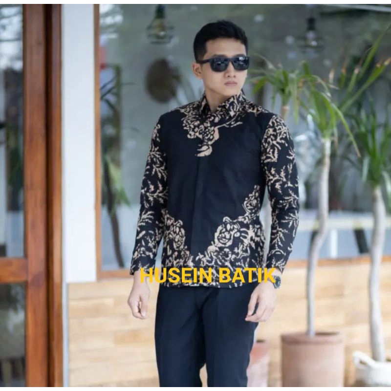 WIRAGUNA kemeja batik pria motif (AKAR HITAM) lengen panjang slimfit ful furing