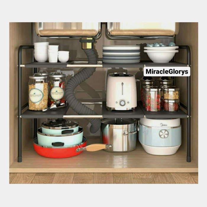 Rak Dapur Rak Kolong Wastafel Sisipan Lemari Bawah Kitchen Set Dapur Stainless