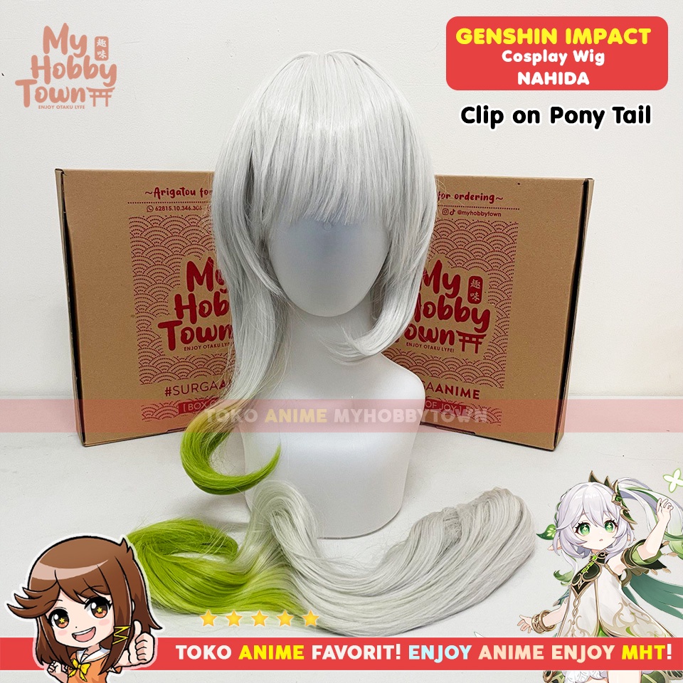 Wig Cosplay Anime Game Genshin Impact : Nahida Rambut Palsu