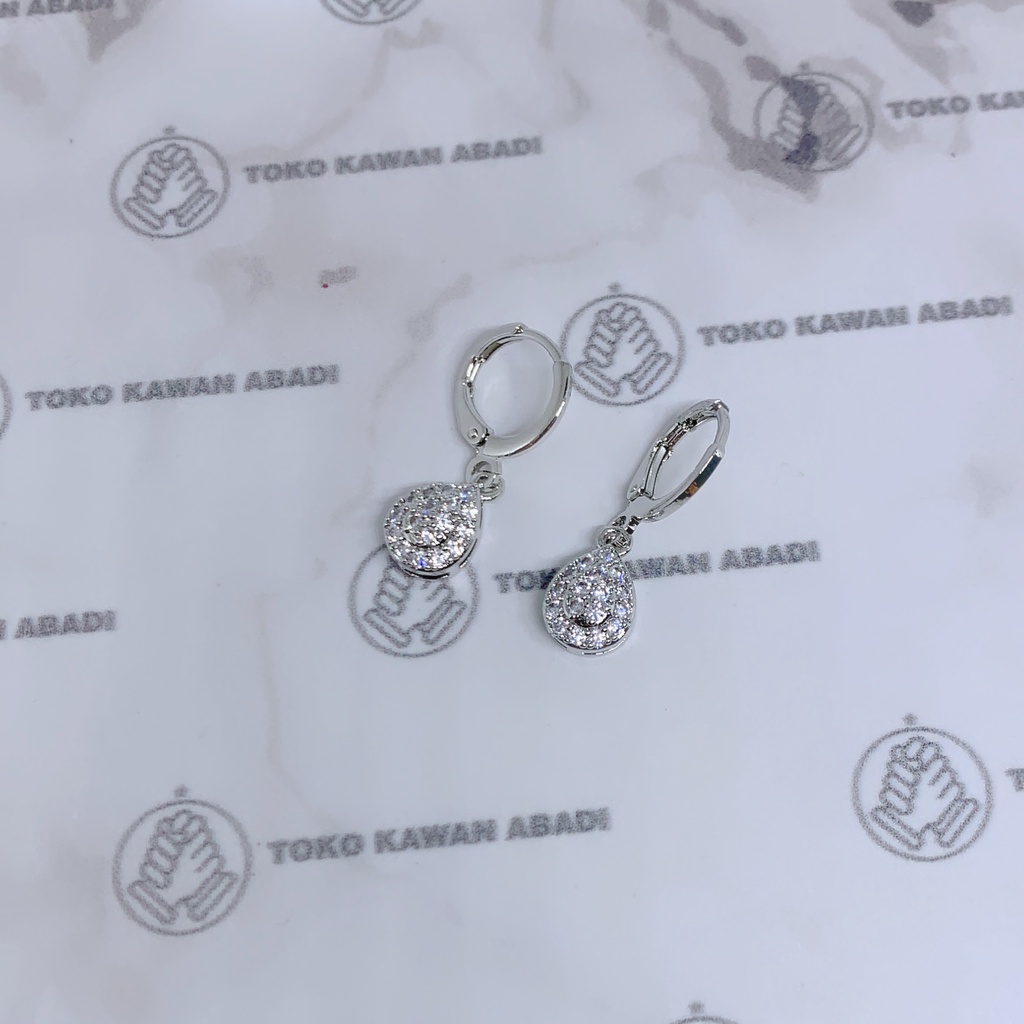 Anting Xuping Silver Perhiasan Fashion Wanita Model Permata Silang *23