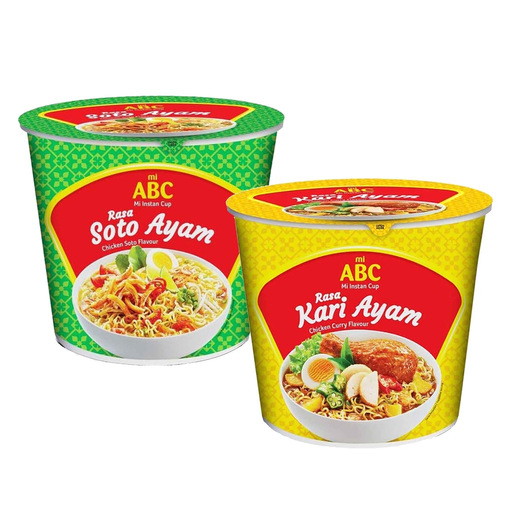 MIE ABC CUP/MI INSTAN/ RASA KARI AYAM/ SOTO AYAM 60g