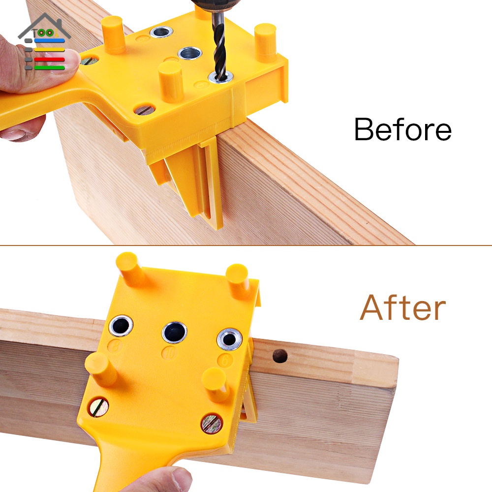 DOWEL JIG ALAT PELUBANG 6/8/10MM PENYAMBUNG KAYU PAPAN PLYWOOD DRILL